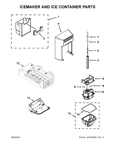 Icemaker and ice container parts