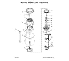 Whirlpool 7MWTW7000EW0 motor, basket and tub parts diagram