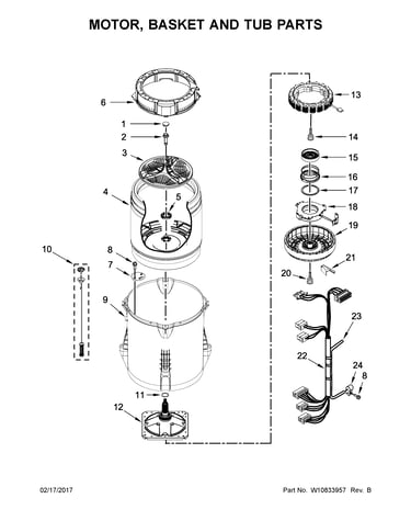 Motor, basket and tub parts
