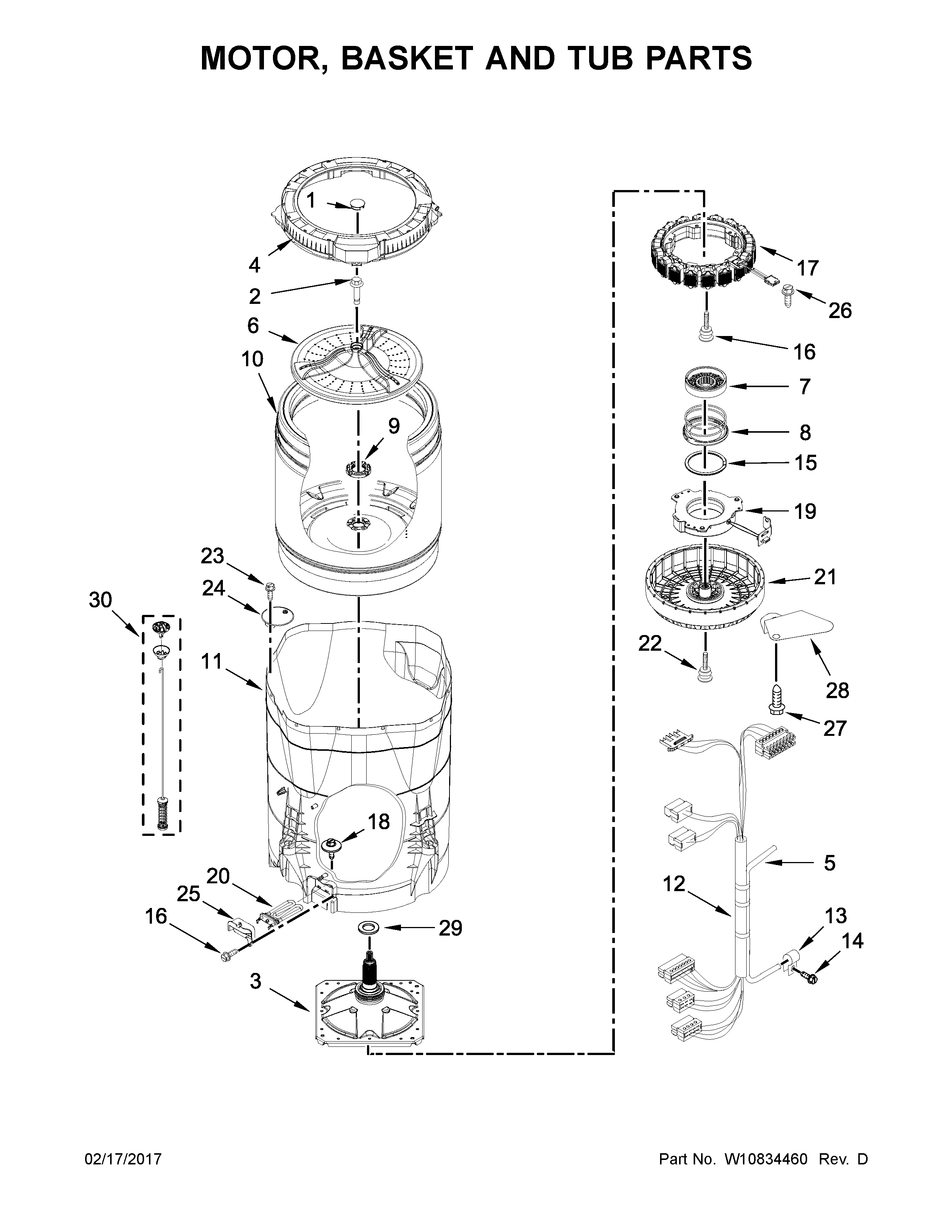 Motor, basket and tub parts