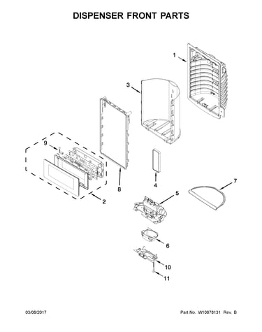 Dispenser front parts