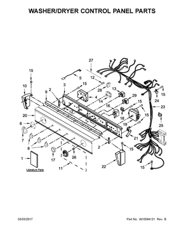 Washer/dryer control panel parts