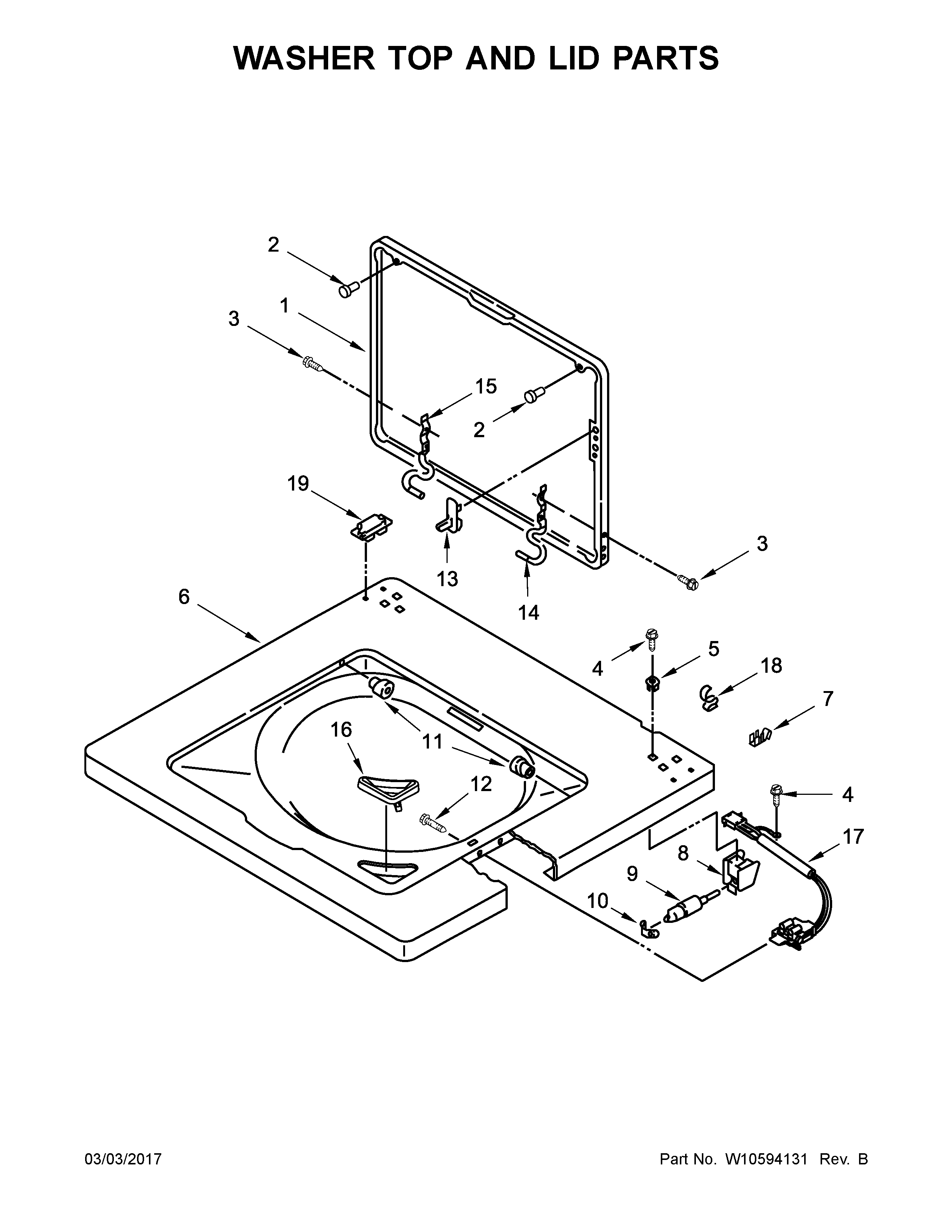 Washer top and lid parts