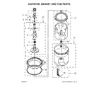 Whirlpool WET3300XQ1 agitator, basket and tub parts diagram