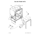 Whirlpool WDF540PADT3 tub and frame parts diagram