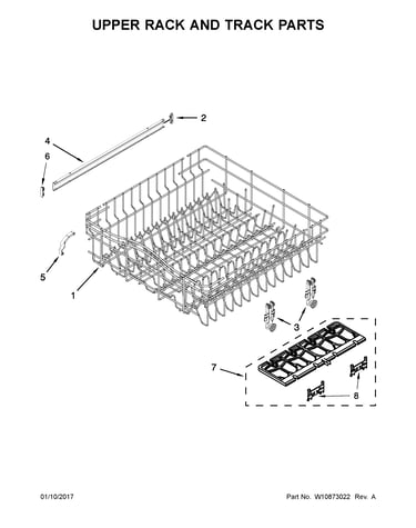 Upper rack and track parts