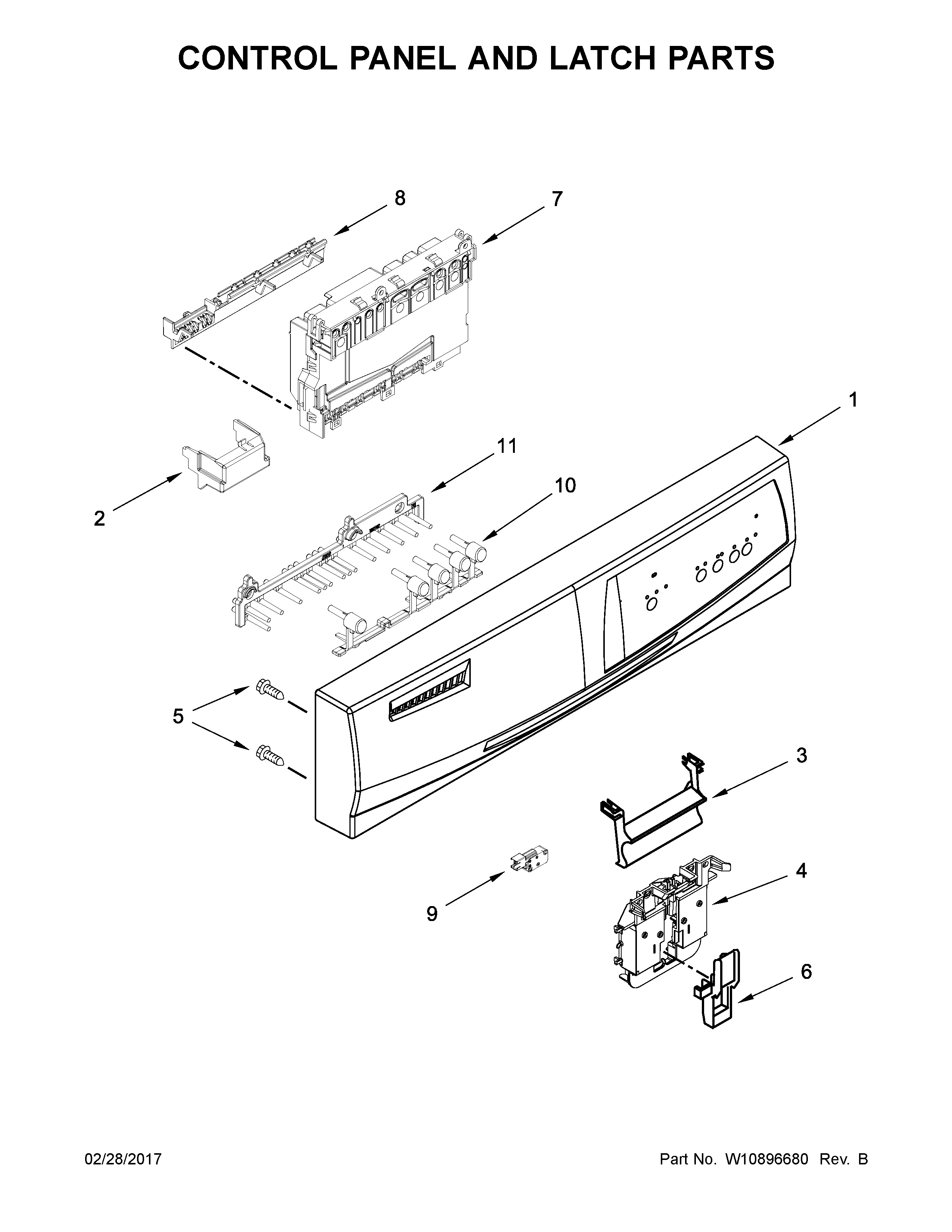 CONTROL PANEL AND LATCH PARTS