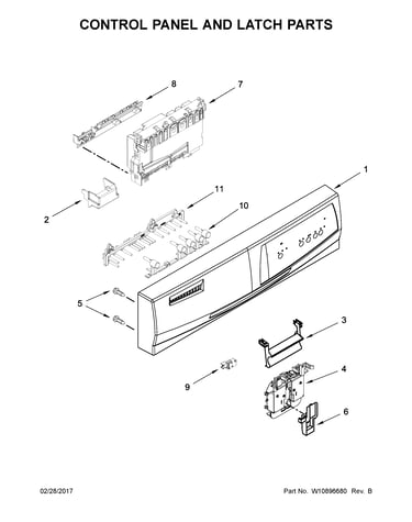Control panel and latch parts