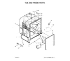 Whirlpool WDF110PABS5 tub and frame parts diagram