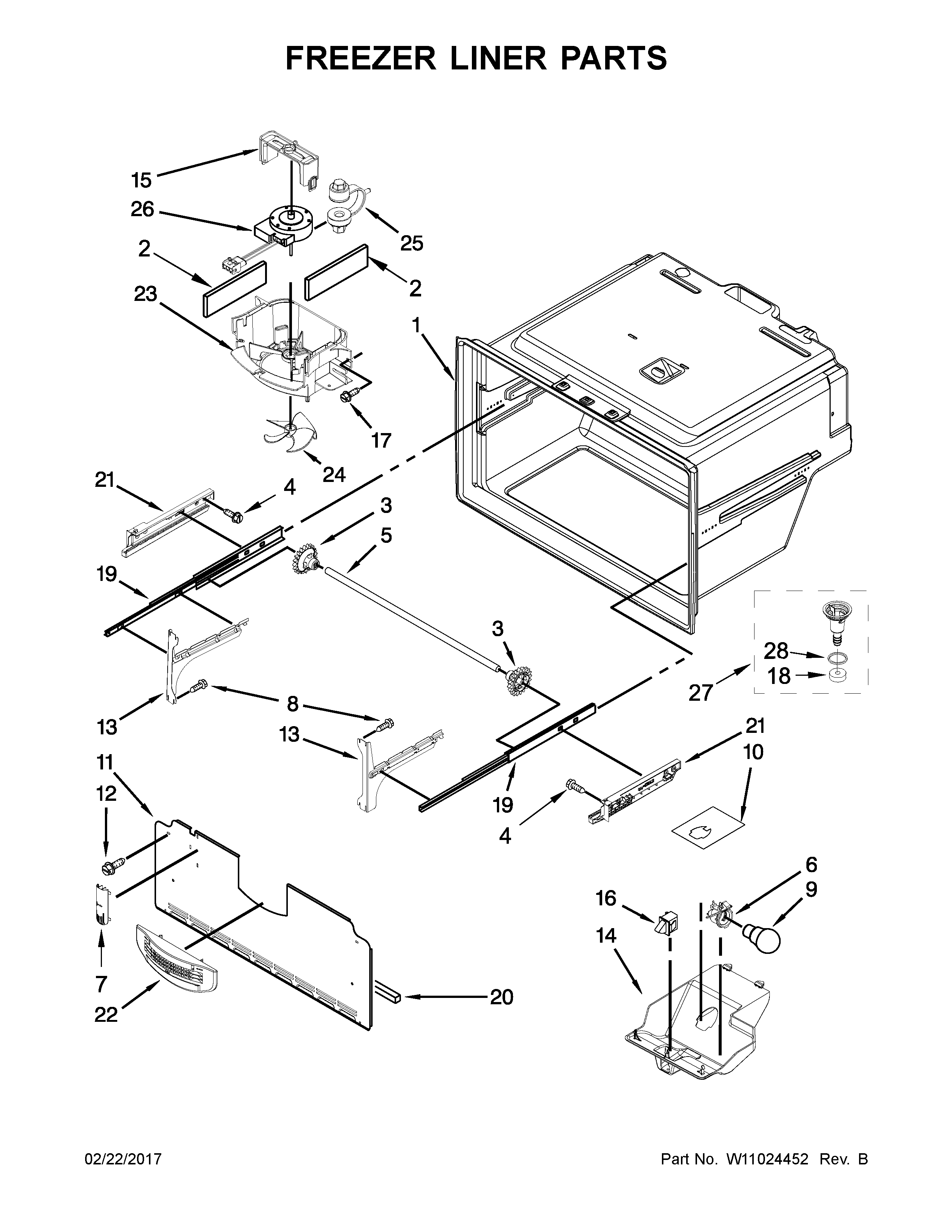 Freezer liner parts