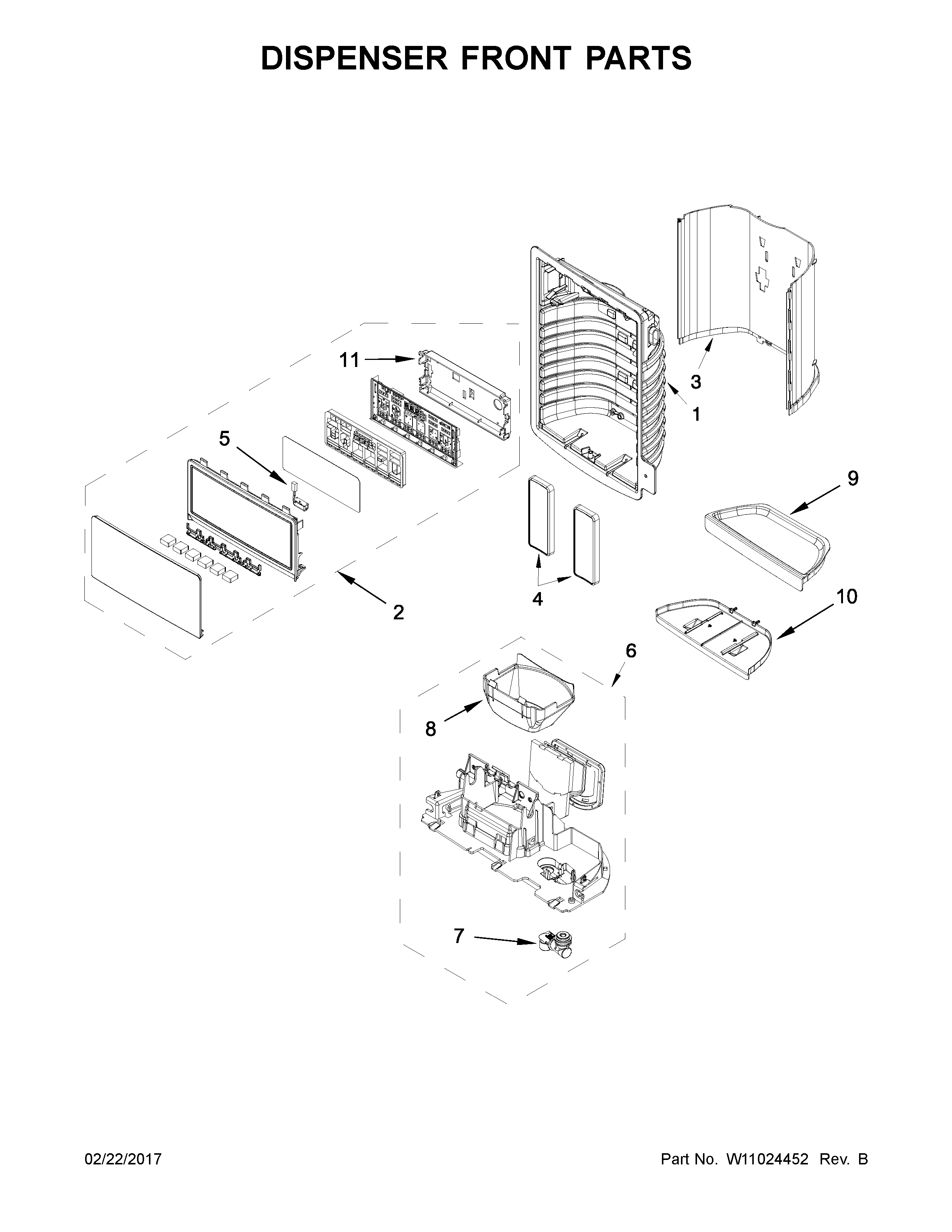Dispenser front parts