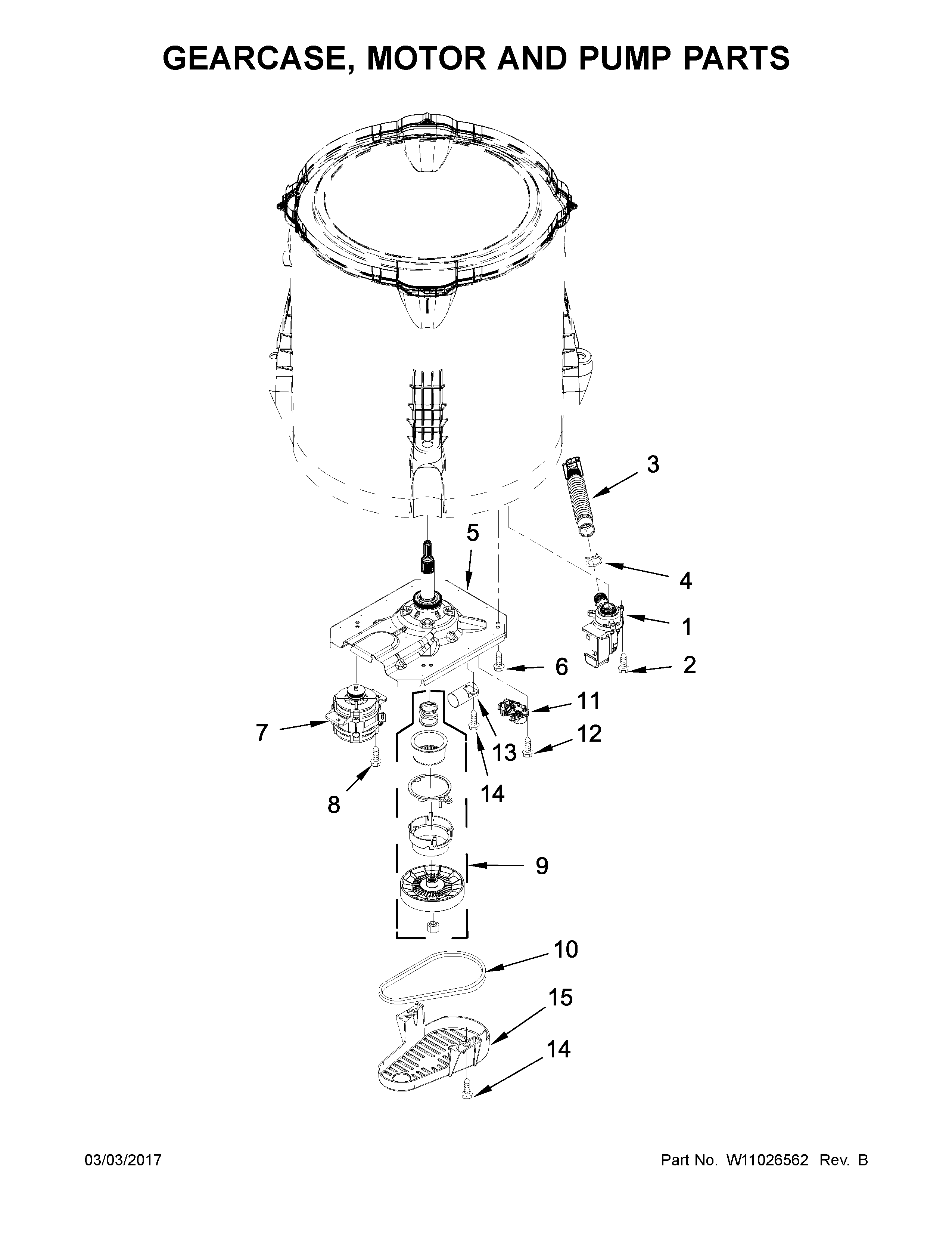 GEARCASE, MOTOR AND PUMP PARTS