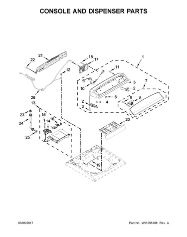 Controls and water inlet parts
