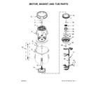 Whirlpool 7MWTW7000EW1 motor, basket and tub parts diagram
