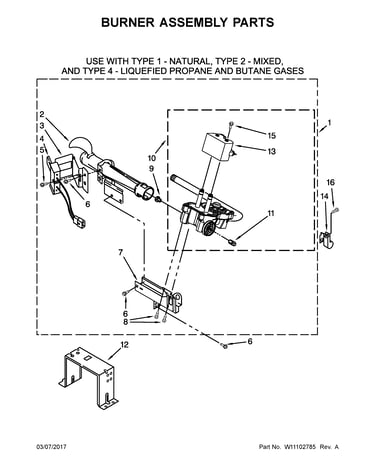 Burner assembly parts