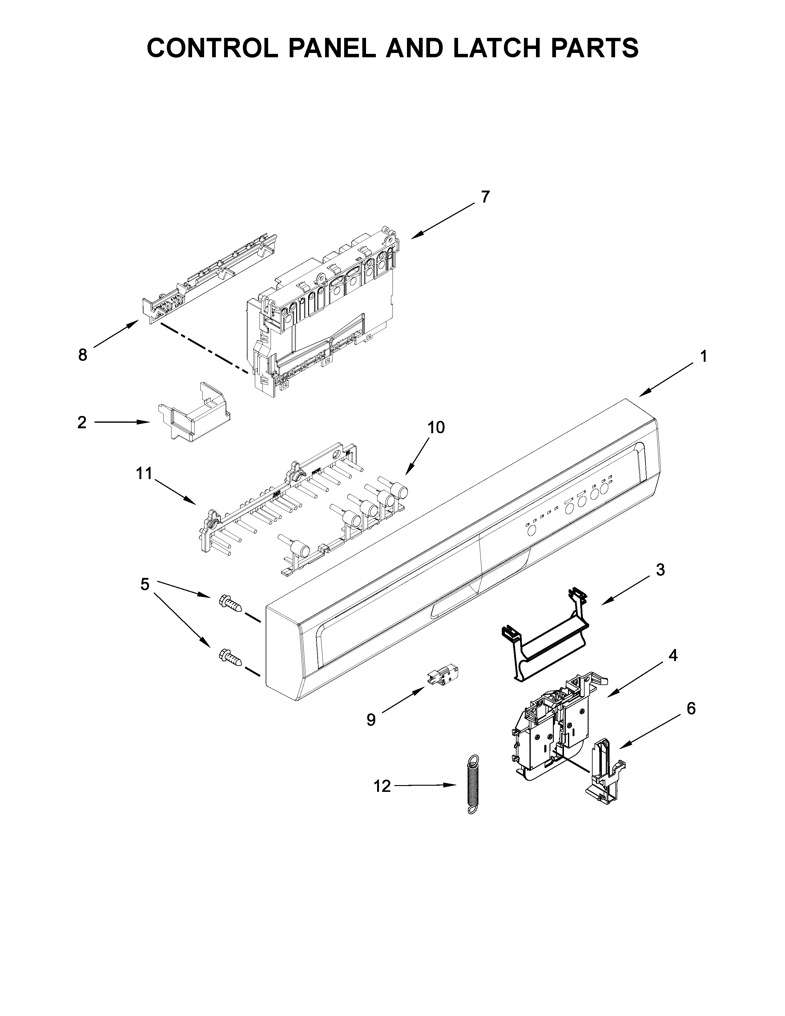 CONTROL PANEL AND LATCH PARTS