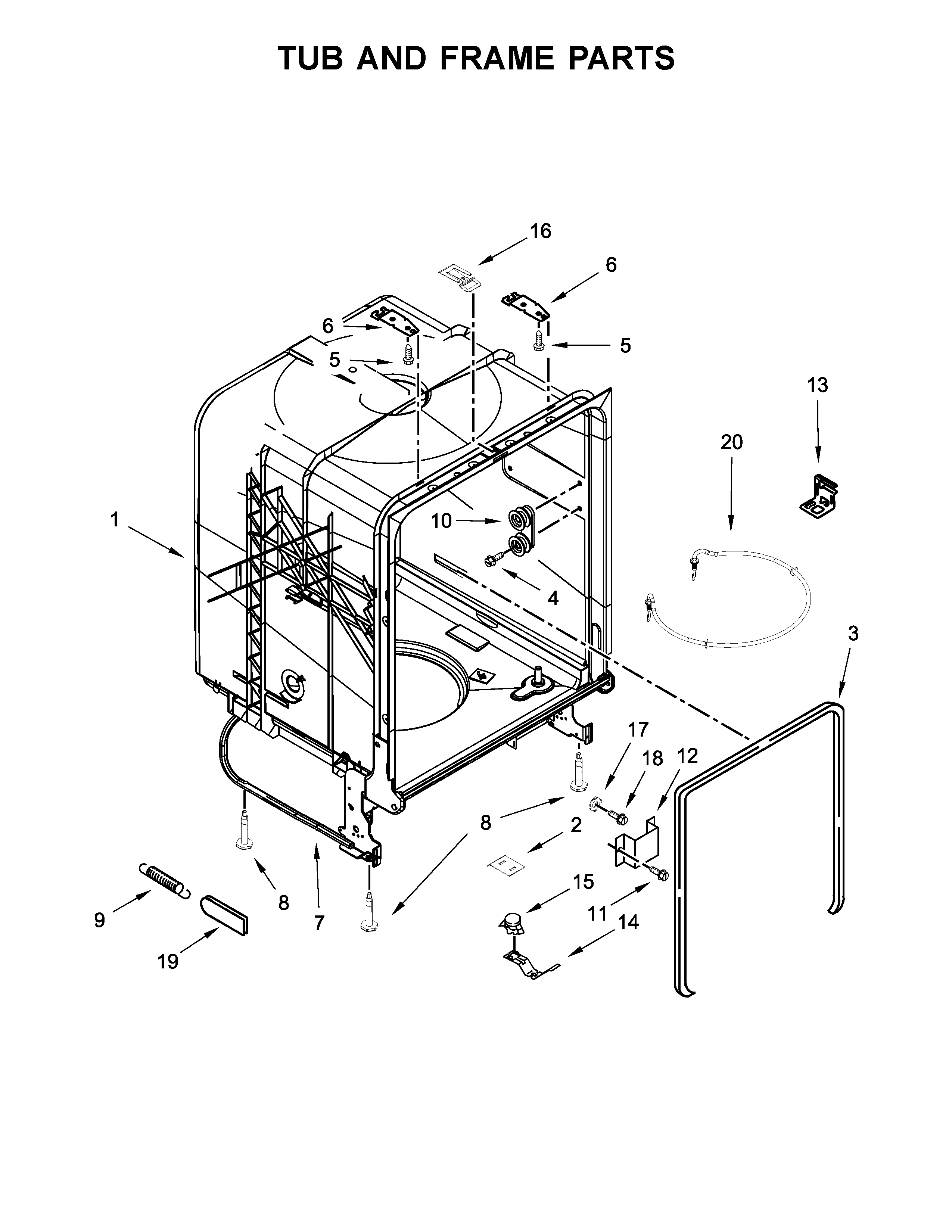 TUB AND FRAME PARTS