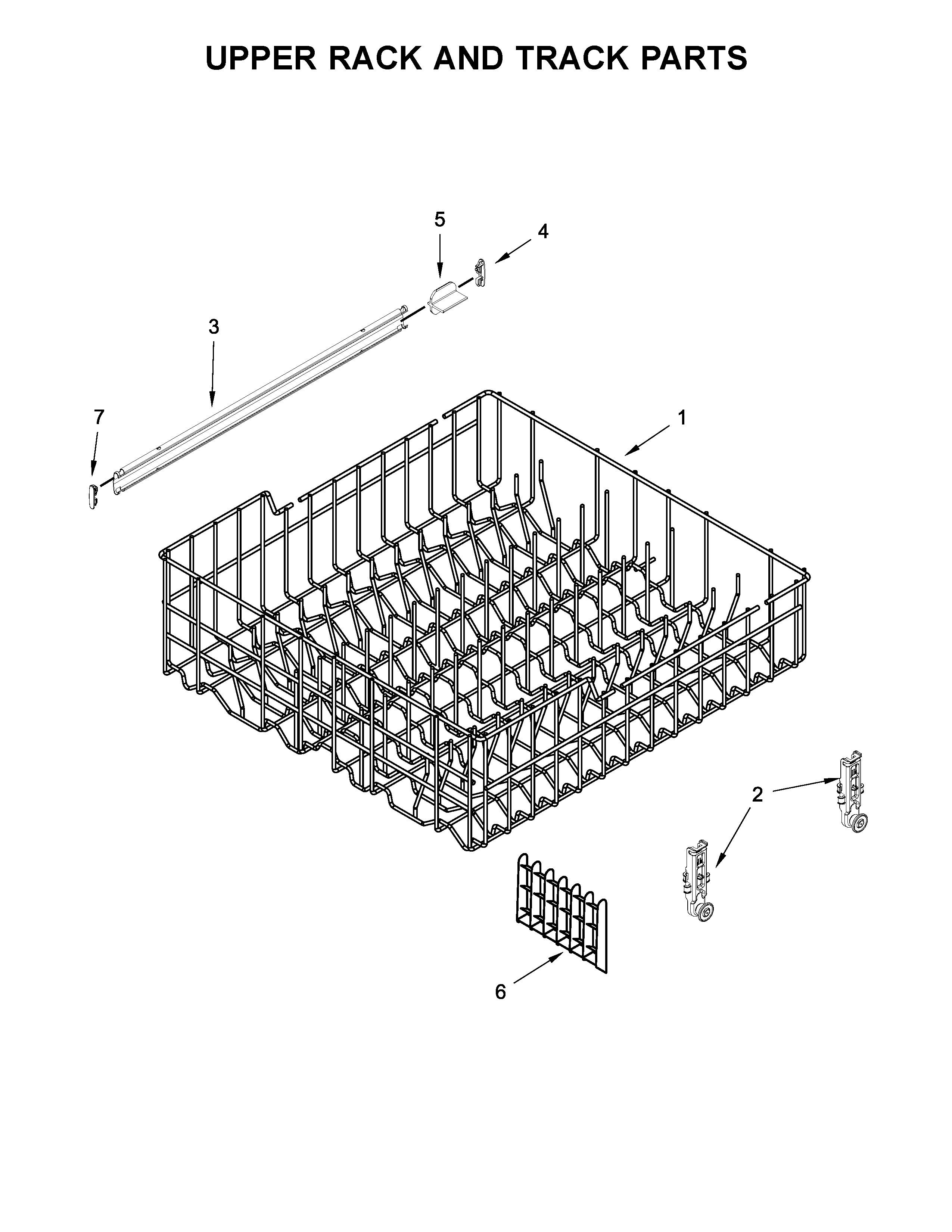 Upper rack and track parts