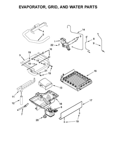 Evaporator, grid, and water parts