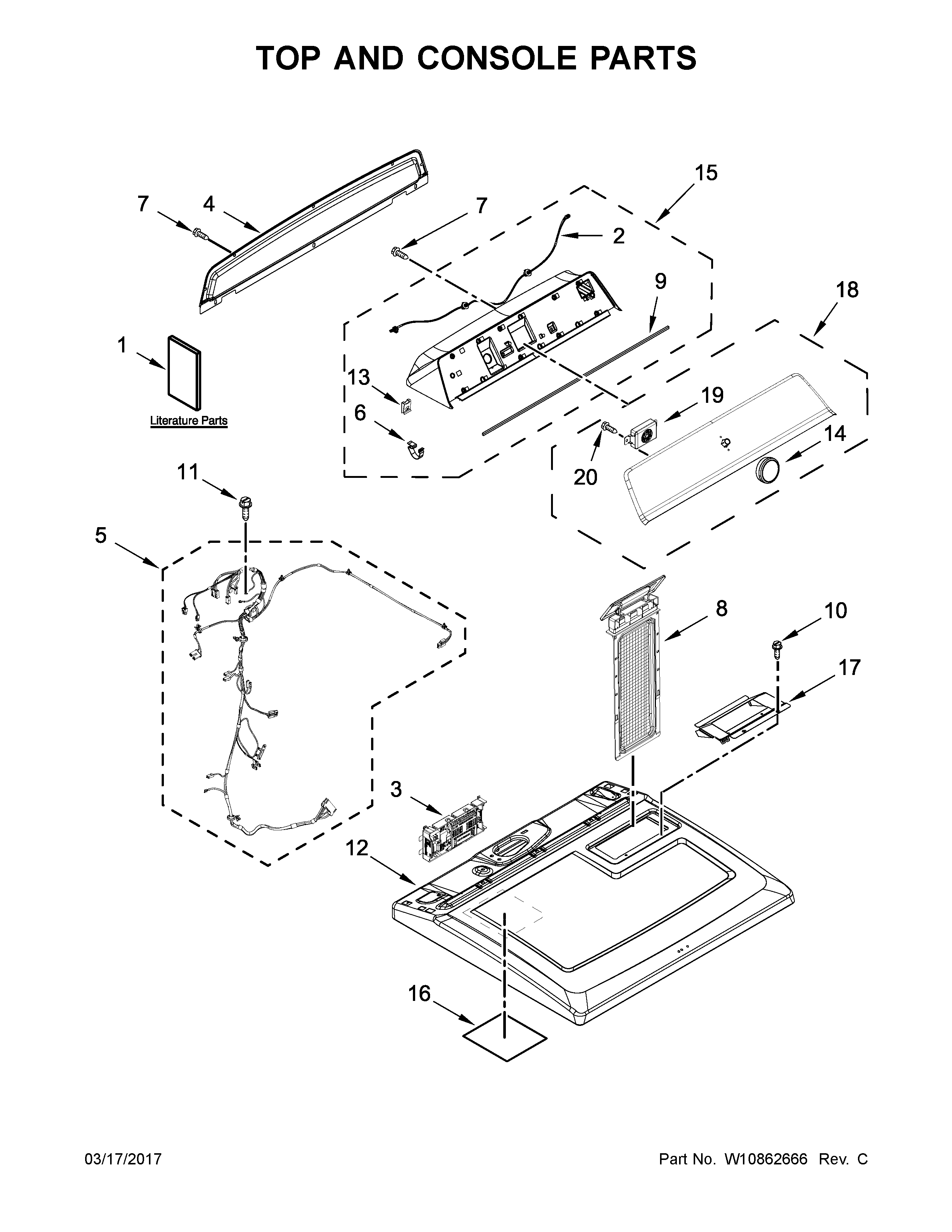 Top and console parts