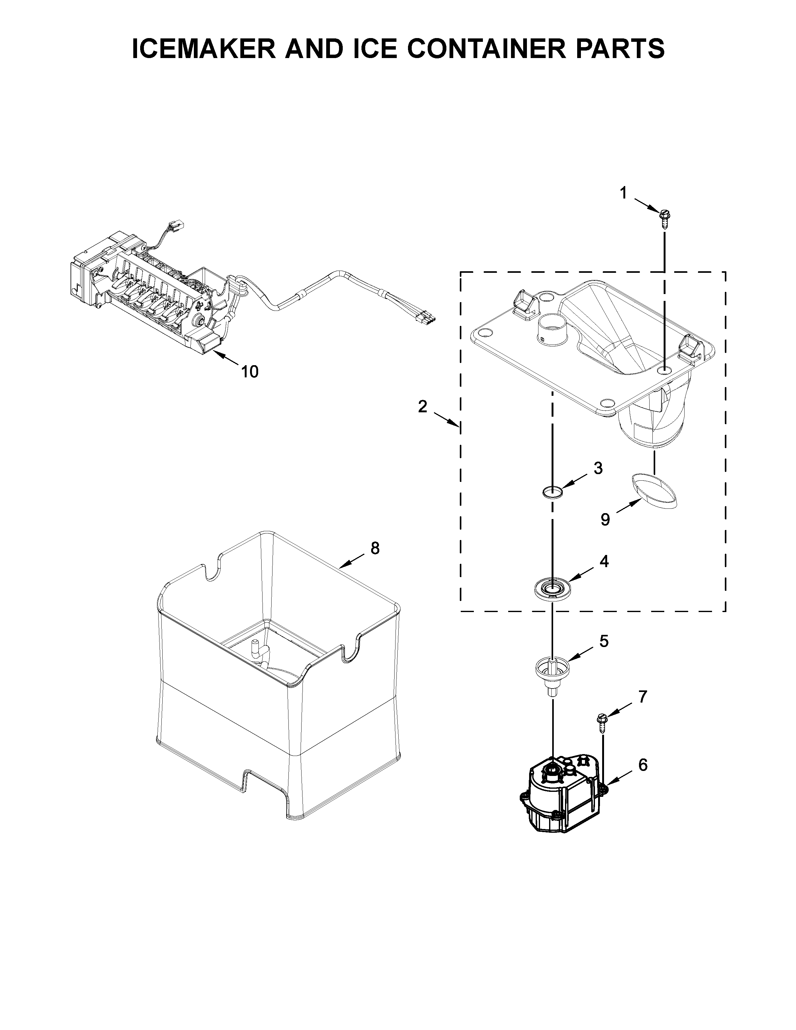 ICEMAKER AND ICE CONTAINER PARTS