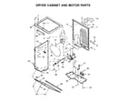 Whirlpool WET4027EW0 dryer cabinet and motor parts diagram