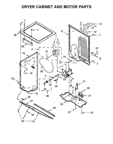 Dryer cabinet and motor parts