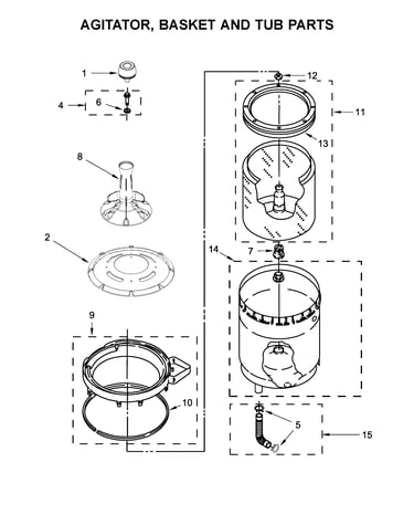Agitator, basket and tub parts