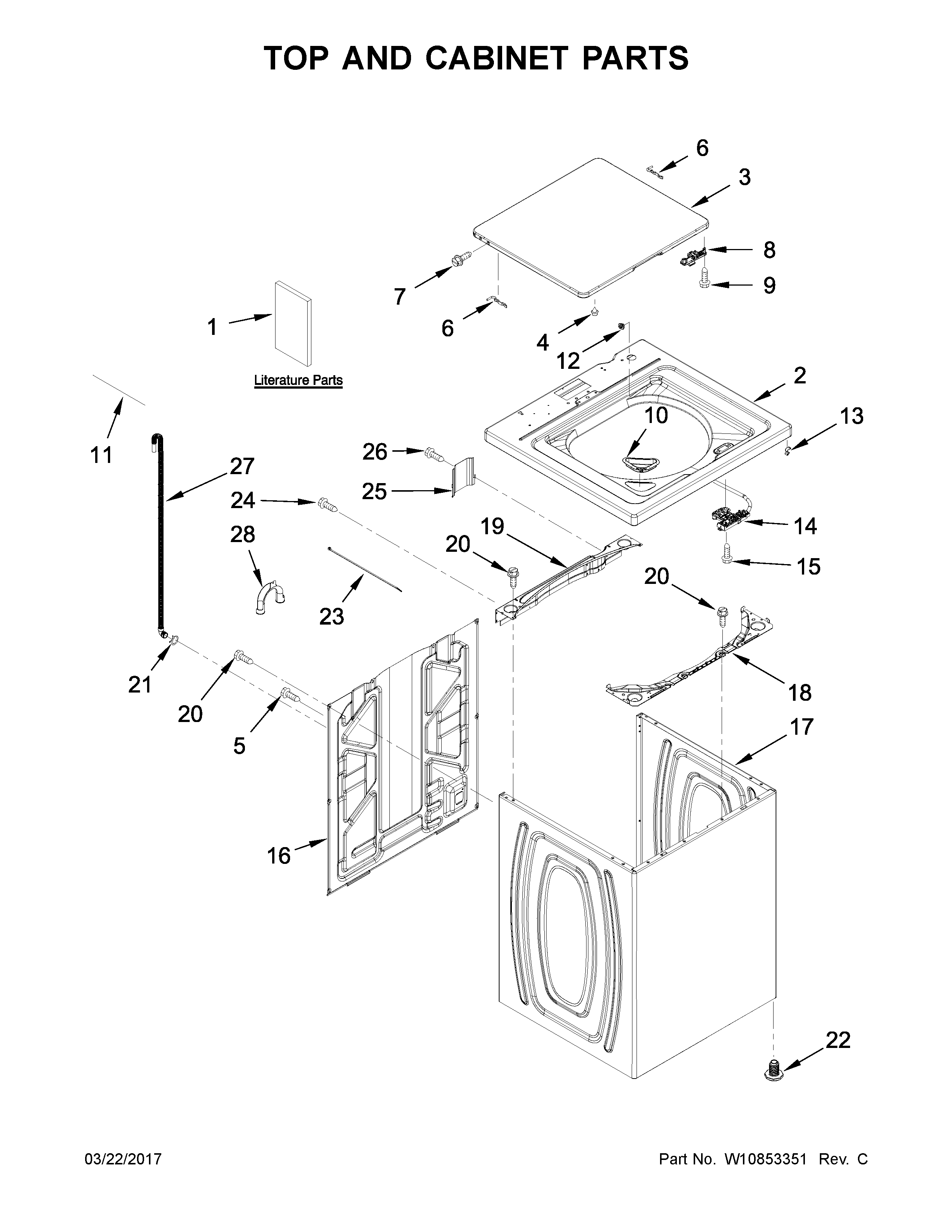Top and cabinet parts