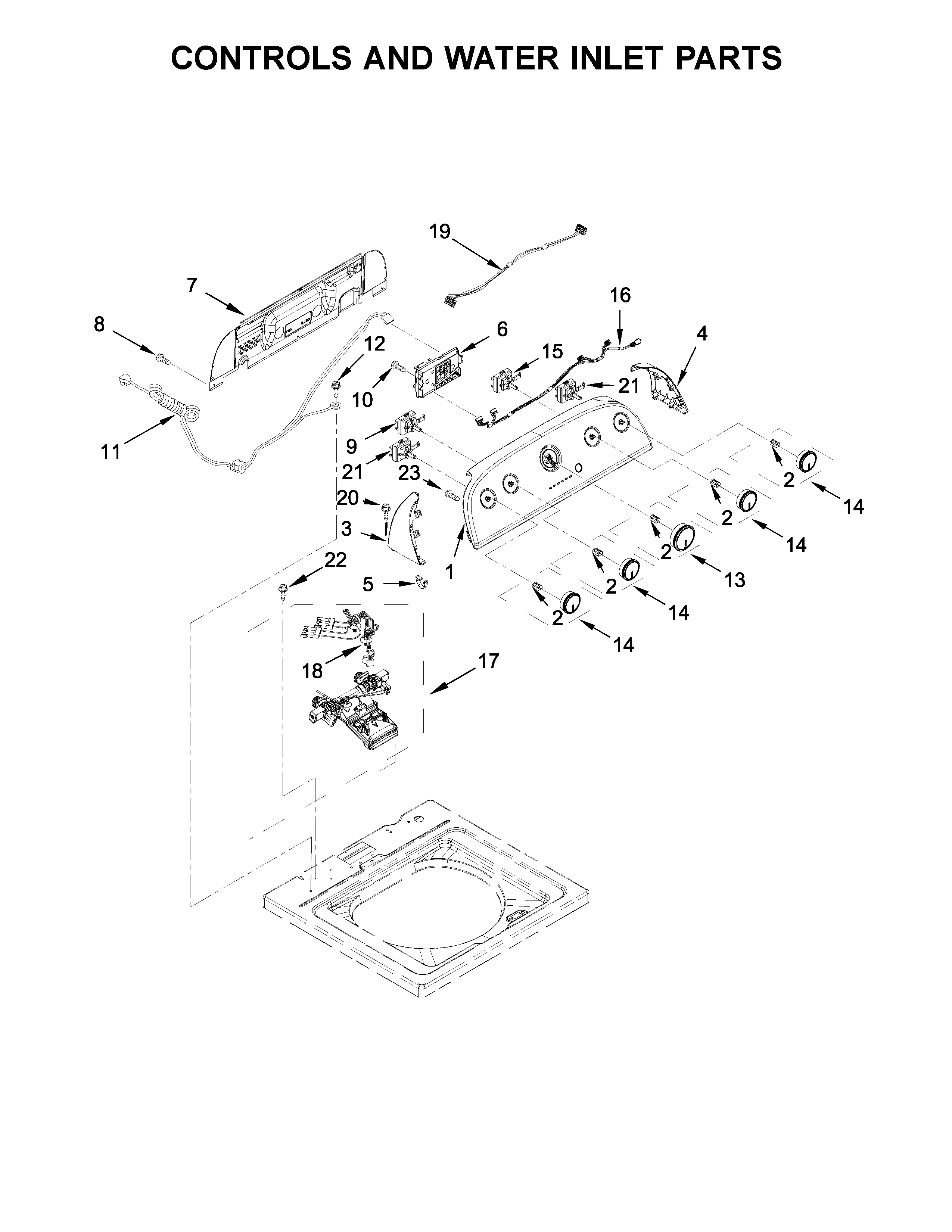 Controls and water inlet parts