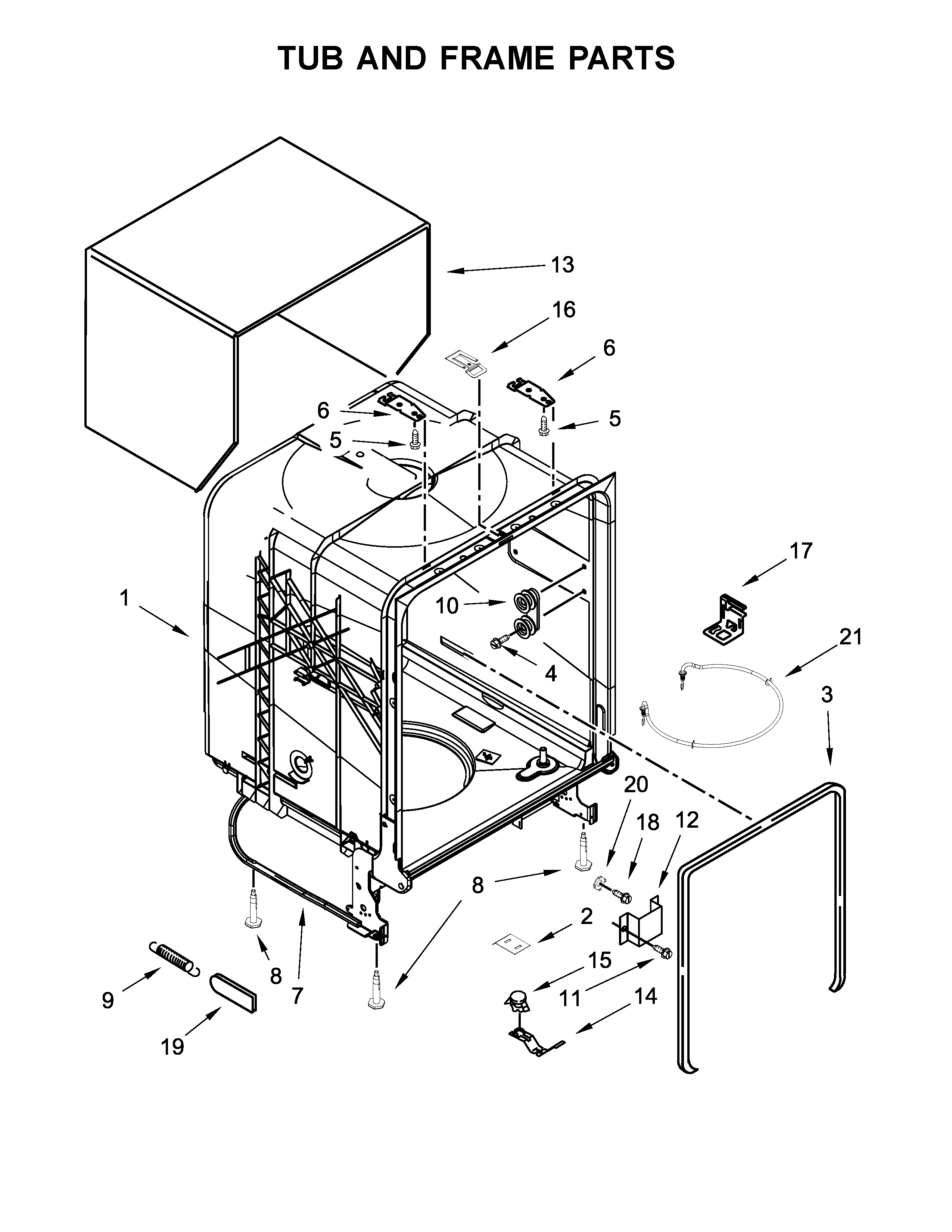 TUB AND FRAME PARTS