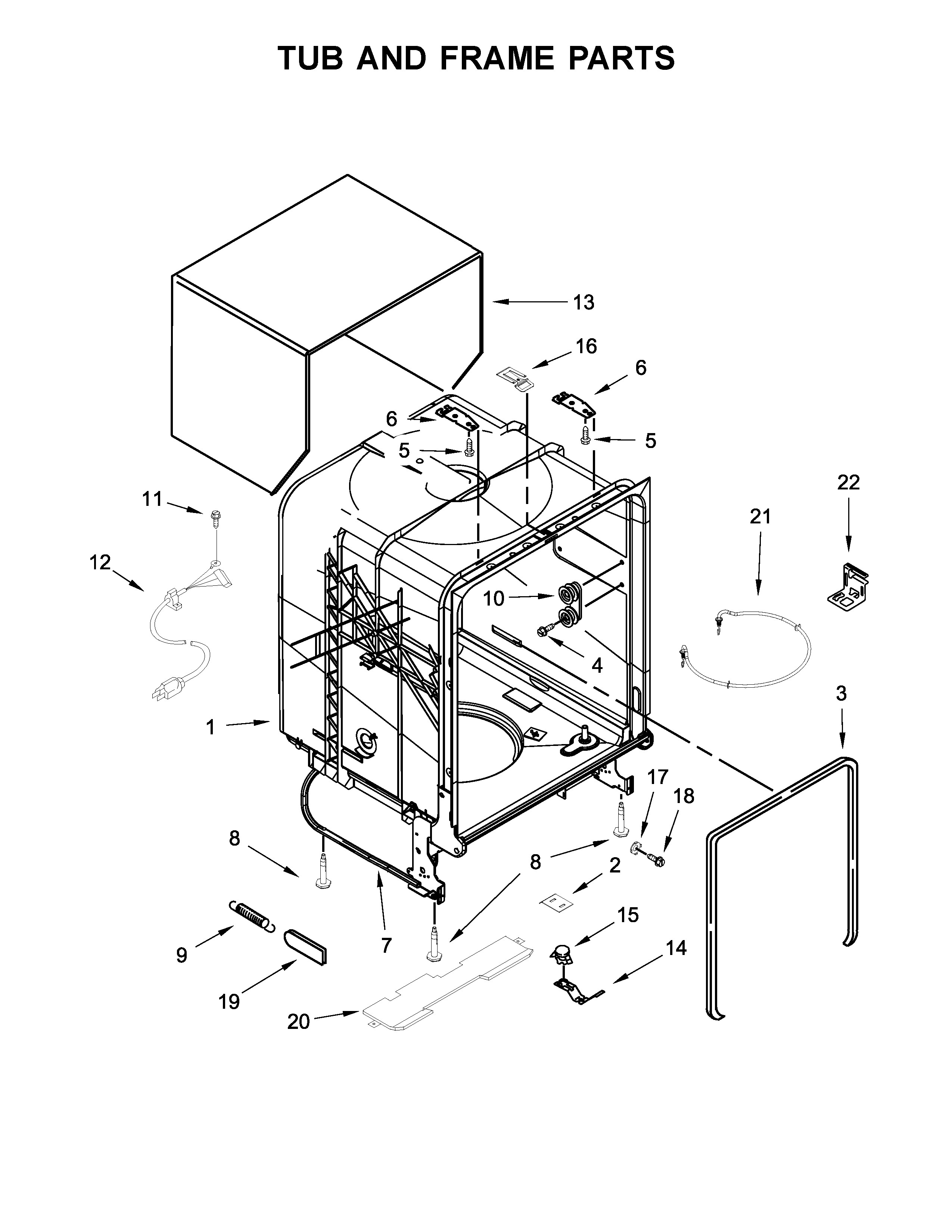 TUB AND FRAME PARTS