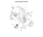 Whirlpool 7MWFW75HEFW1 tub and basket parts diagram