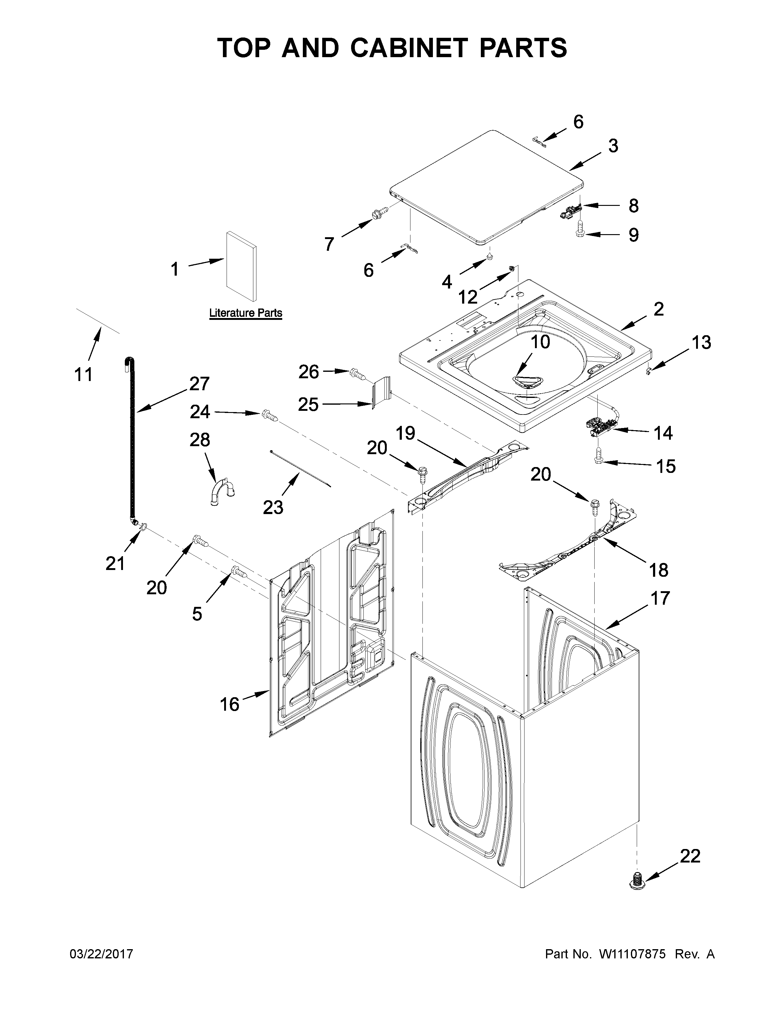 Top and cabinet parts