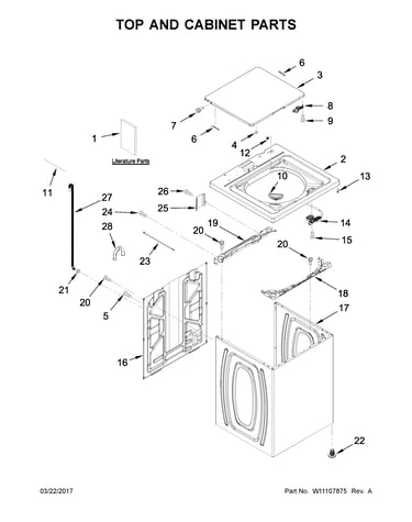 Top and cabinet parts