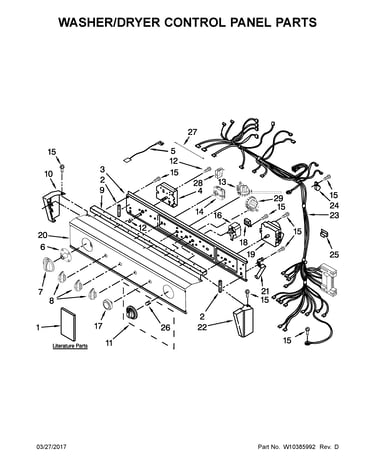 Washer/dryer control panel parts