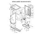 Whirlpool WET3300XQ0 dryer cabinet and motor parts diagram