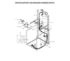 Whirlpool WET3300XQ0 dryer support and washer harness parts diagram
