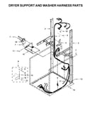 Dryer support and washer harness parts