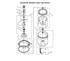 Whirlpool WET3300XQ0 agitator, basket and tub parts diagram