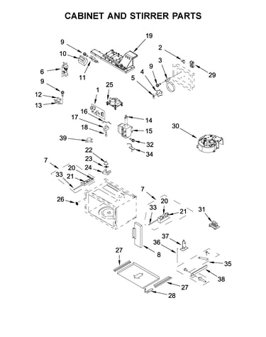 Cabinet and stirrer parts
