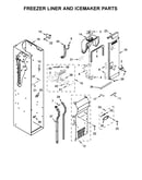 Freezer liner and icemaker parts