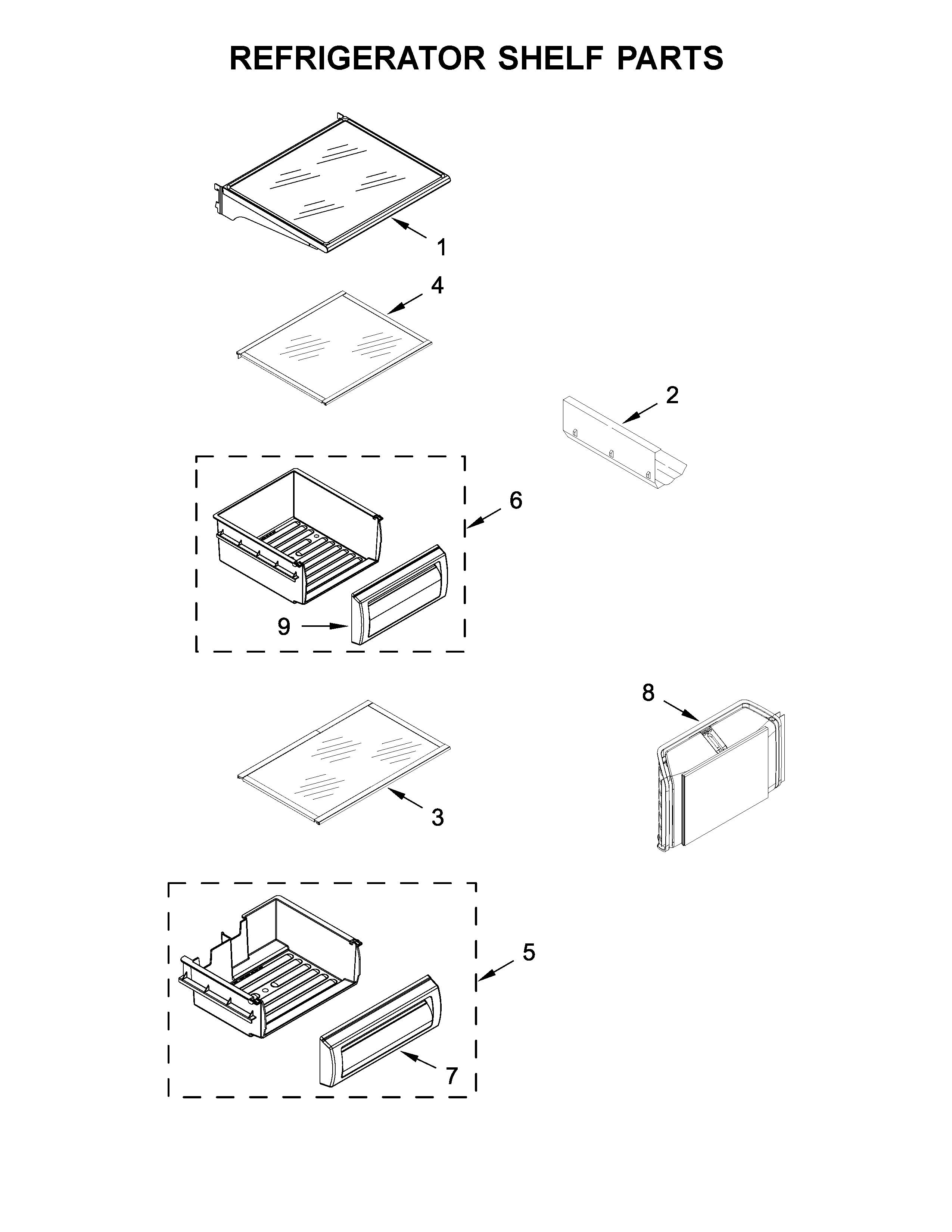 Refrigerator shelf parts