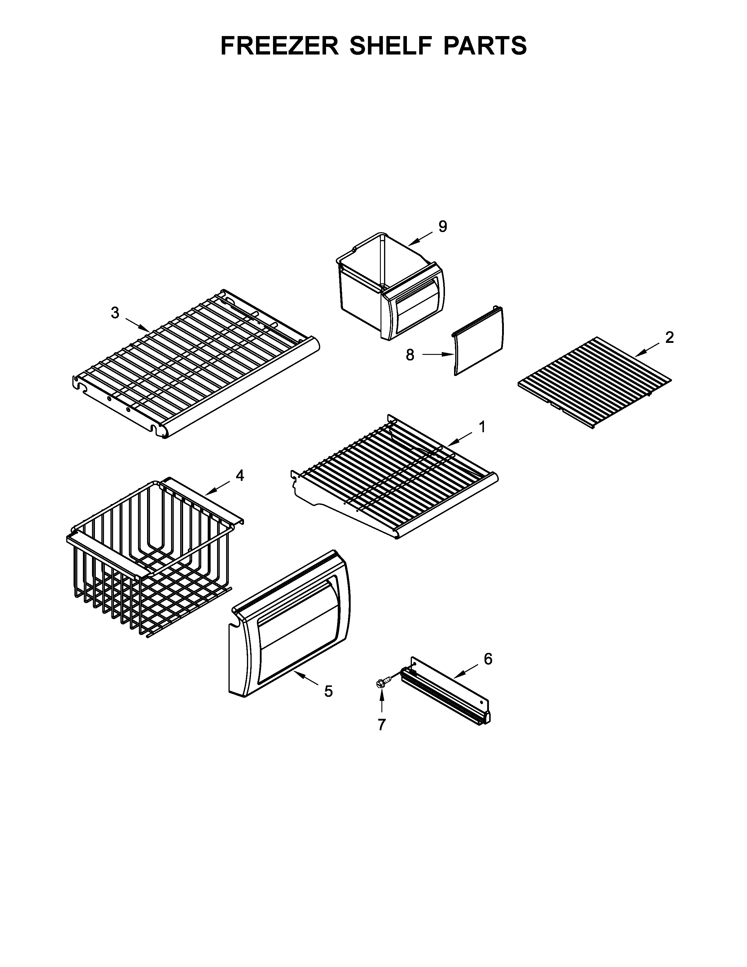 Freezer shelf parts