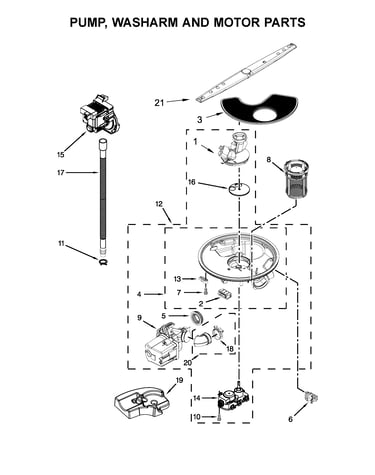 Pump, washarm and motor parts