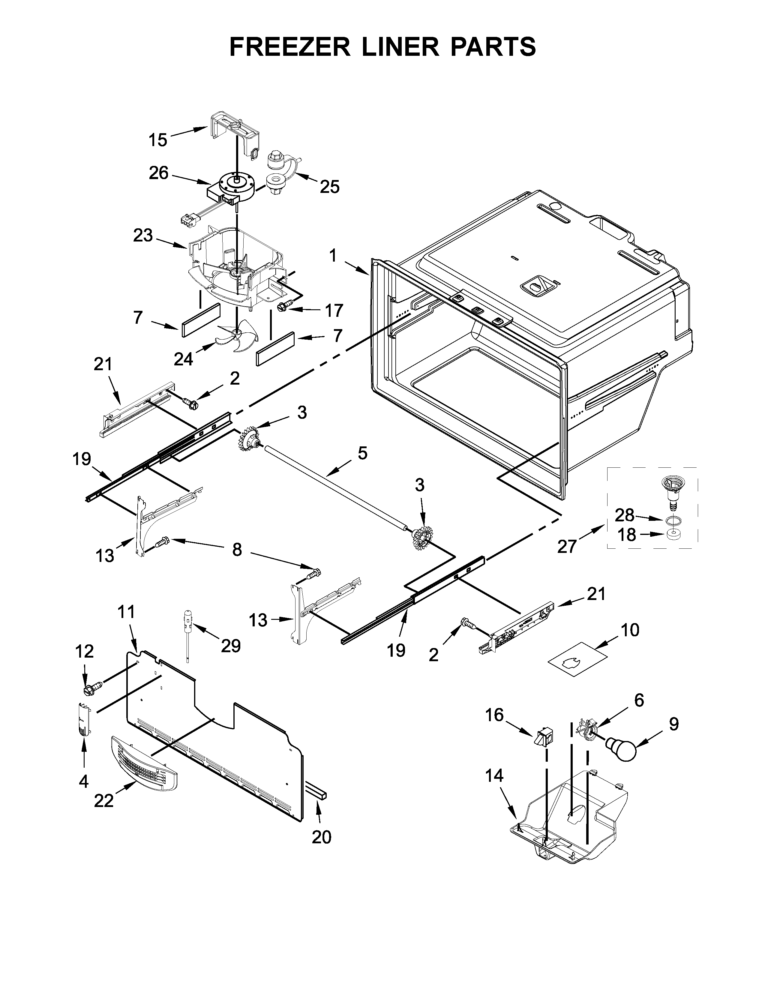 Freezer liner parts