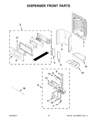 Dispenser front parts