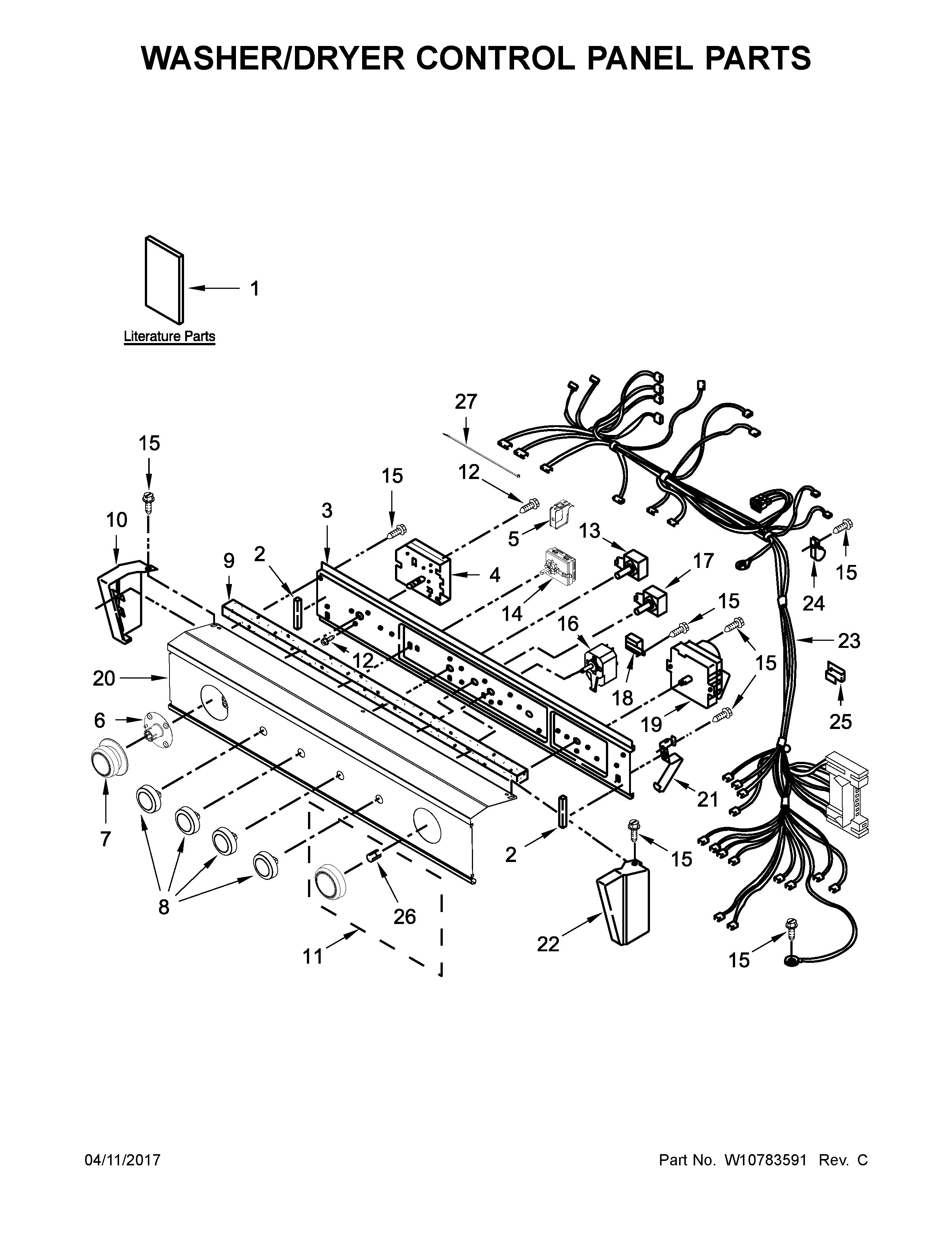WASHER/DRYER CONTROL PANEL PARTS