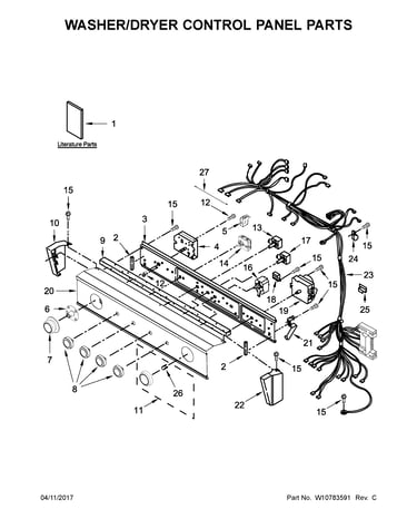Washer/dryer control panel parts