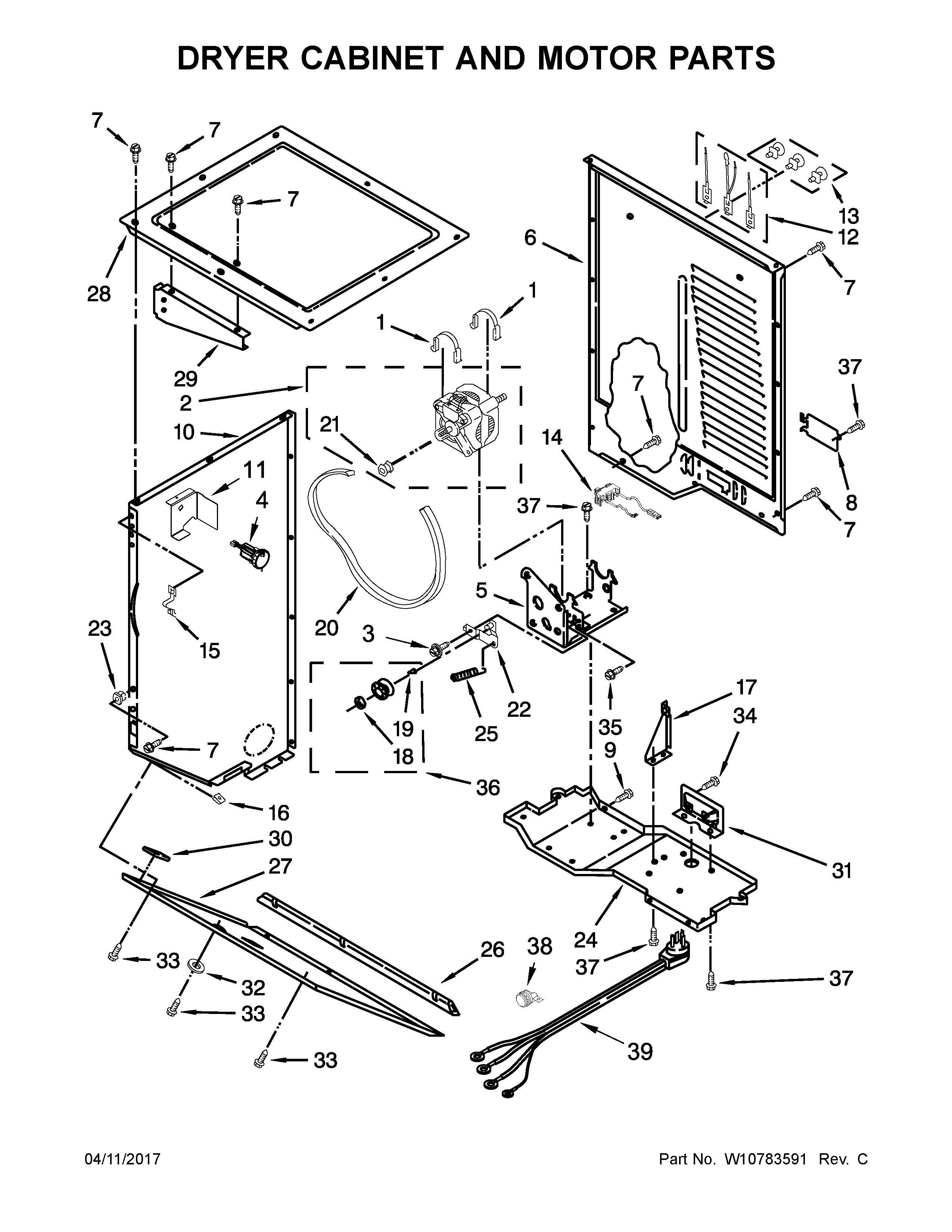DRYER CABINET AND MOTOR PARTS